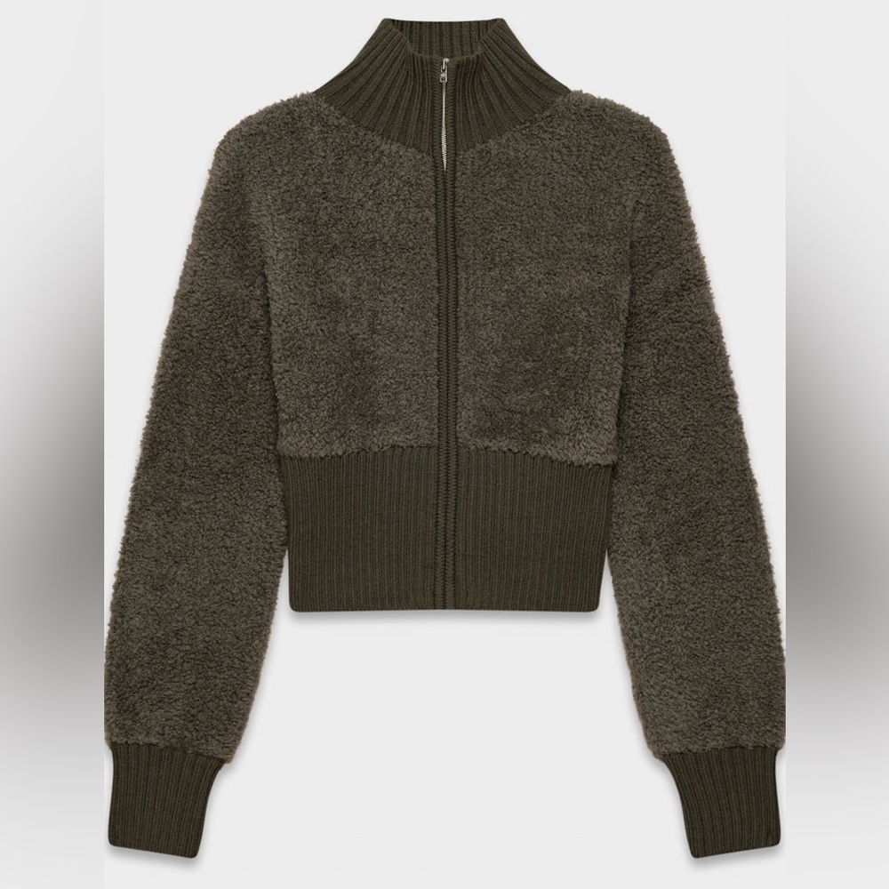 Aritzia Astro Zip-up Sweater - Dark Olive Green Size XL